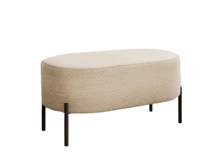 Tapicerowana pufa w miękkiej tkaninie boucle beż BELI