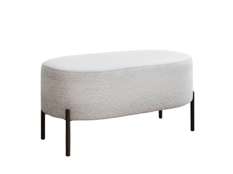 Pufa tapicerowana boucle szara na czarnych nóżkach BELI