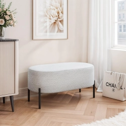 Pufa tapicerowana boucle szara na czarnych nóżkach BELI 
