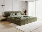 Modne oliwkowe łóżko do sypialni TULIA SZTRUKS