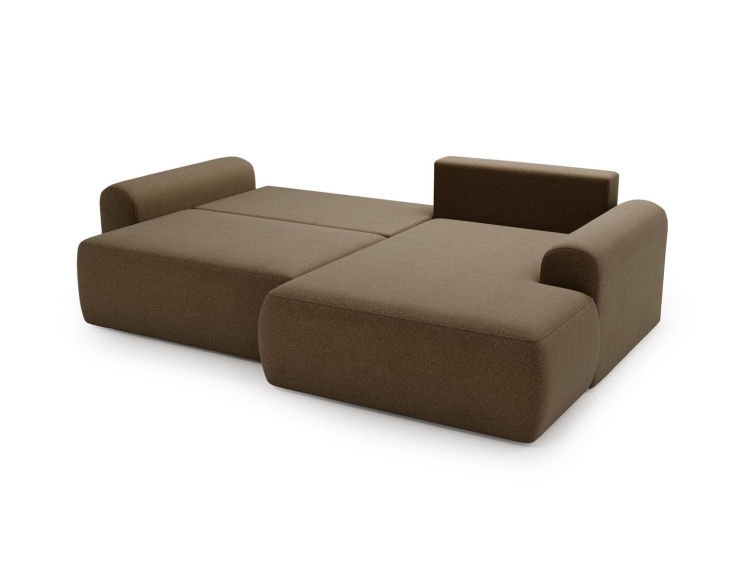 Designerski narożnik w brązowej tkaninie baranek AURA