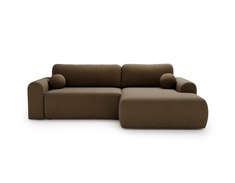 Designerski narożnik w brązowej tkaninie baranek AURA