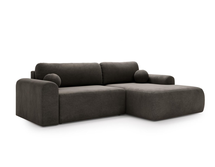 Grafitowy narożnik w aksamitnej tkaninie rozkładany AURA