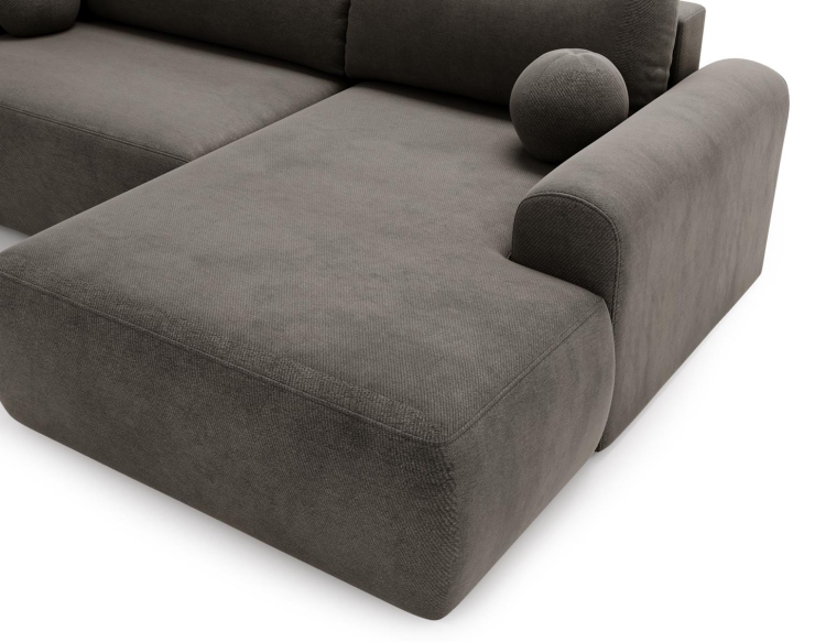 Grafitowy narożnik w aksamitnej tkaninie rozkładany AURA