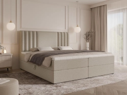 Designerskie beżowe łóżko kontynentalne boucle LIVA