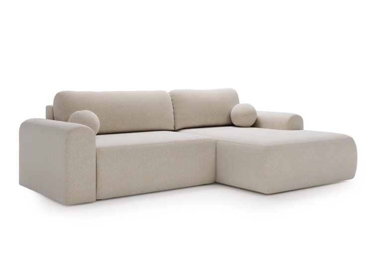 Stylowy kremowy narożnik w tkaninie boucle AURA