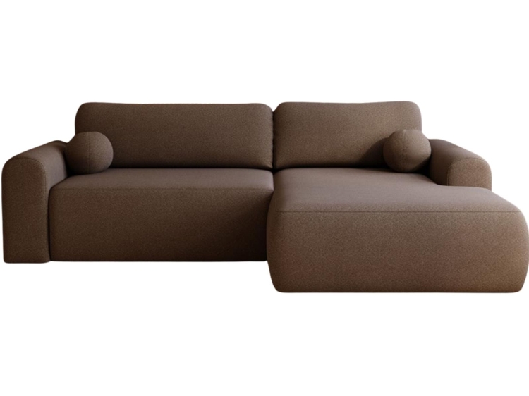 Designerski narożnik w brązowej tkaninie baranek AURA