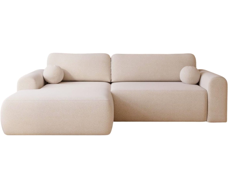 Designerski kremowy narożnik w tkaninie boucle AURA