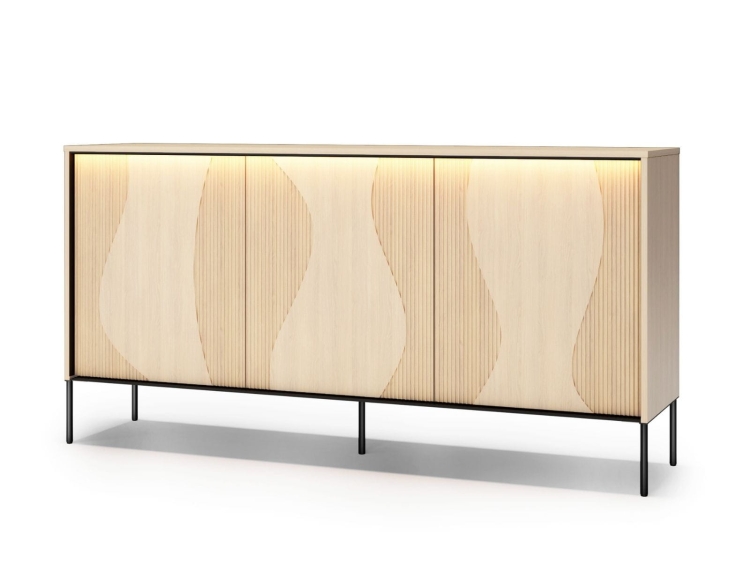 Pojemna komoda z oświetleniem LED do salonu FLUO