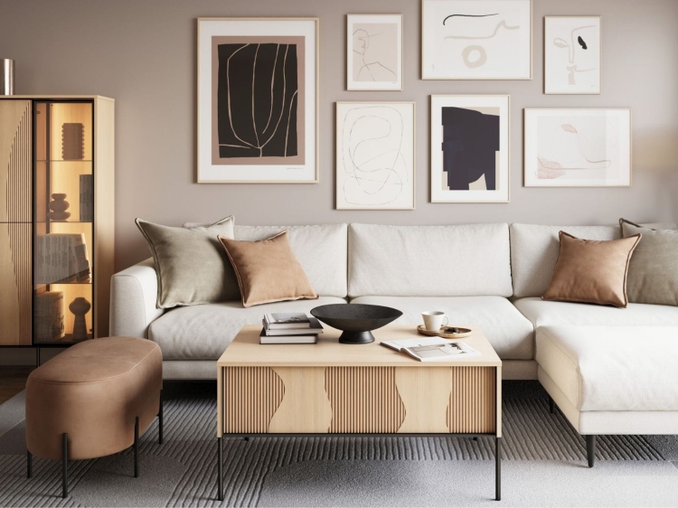 Wysoka komoda do salonu designerska dąb vincenza FLUO