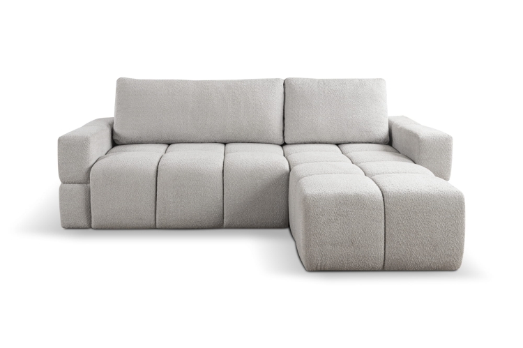 Elegancki biały narożnik rozkładany typu bubble 255 cm LORIN