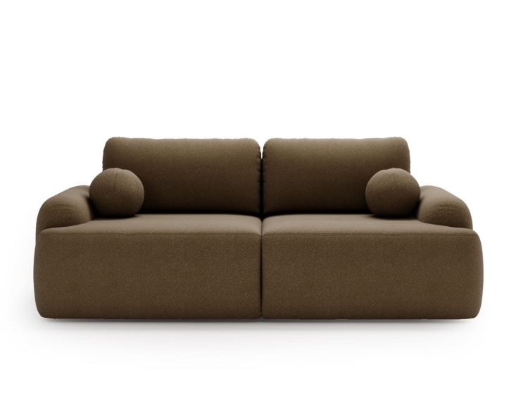 Brązowa zaokrąglona sofa do salonu OLIO 260 cm