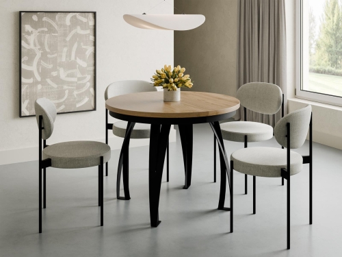 Czarny stół z funkcją rozkładania blat dąb hikora LUGOS