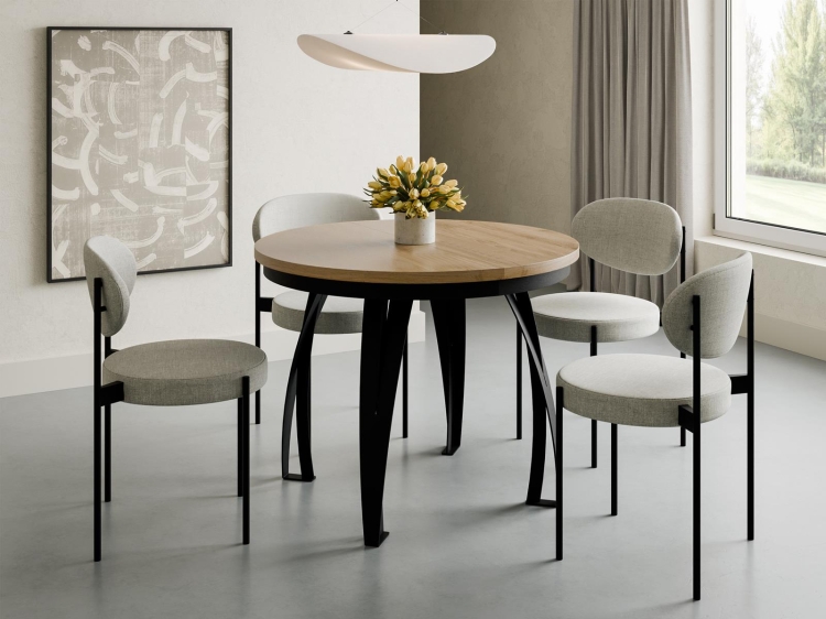 Czarny stół z funkcją rozkładania blat dąb hikora LUGOS