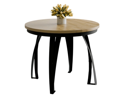 Czarny stół z funkcją rozkładania blat dąb hikora LUGOS