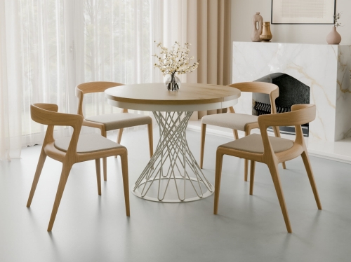 Nowoczesny stół do jadalni okrągły LUKS DĄB HIKORA