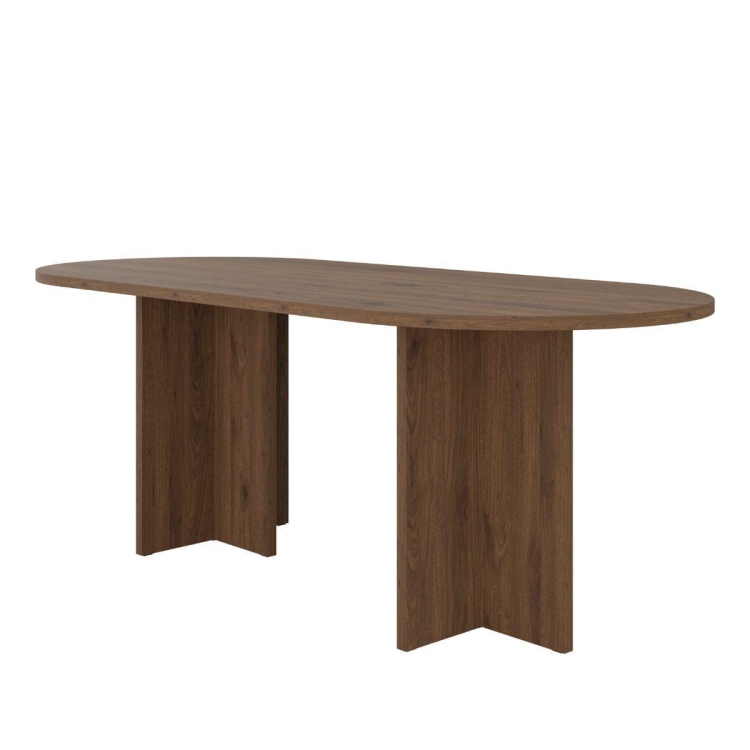 Designerski stół owalny orzech okapi styl japandi SANAS