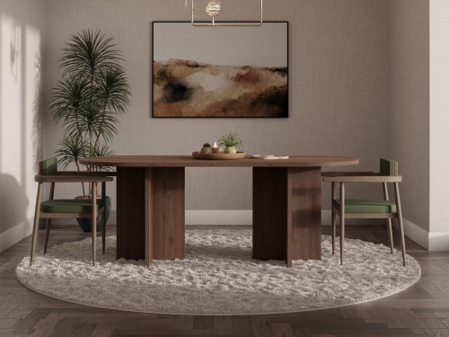 Designerski stół owalny orzech okapi styl japandi SANAS
