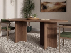 Designerski stół owalny orzech okapi styl japandi SANAS