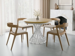 Rozkładany stół z białą designerską podstawą DĄB HIKORA LUKS