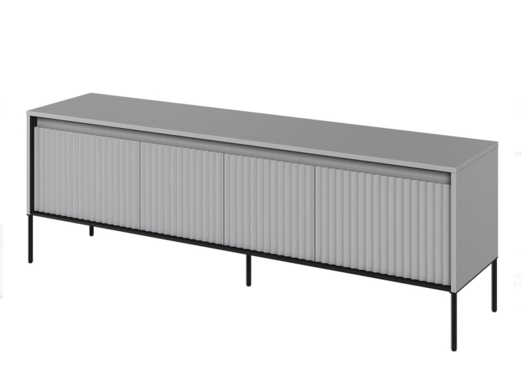 Nowoczesna ryflowana szafka RTV na metalowych nogach FLORES