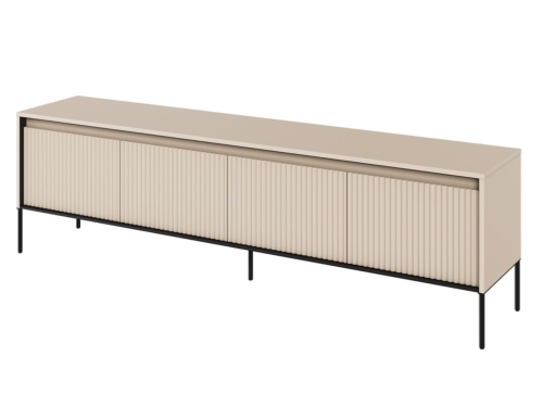 Beżowa szafka RTV z 4 drzwiami ryflowana FLORES