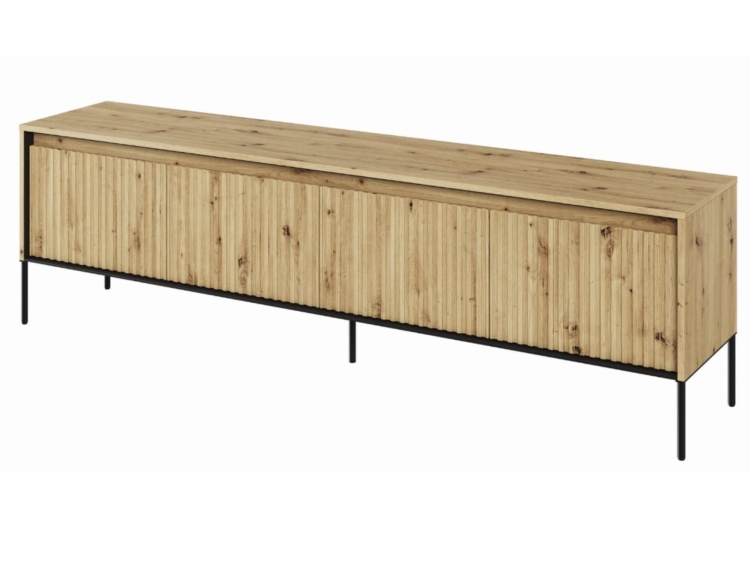 Stolik pod telewizor dąb artisan loftowy z ryflowanym frontem FLORES