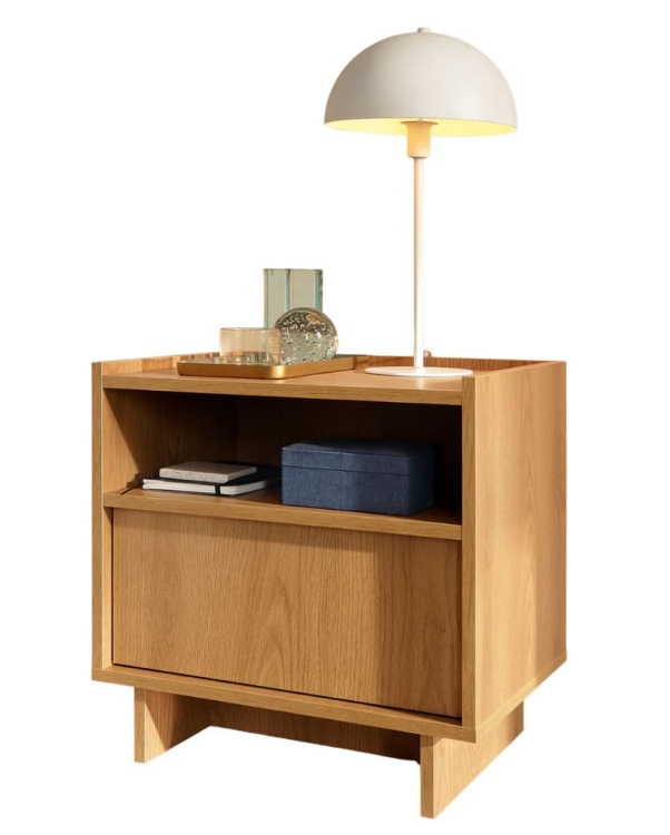 Minimalistyczny stolik nocny do sypialni japandi KELLOS