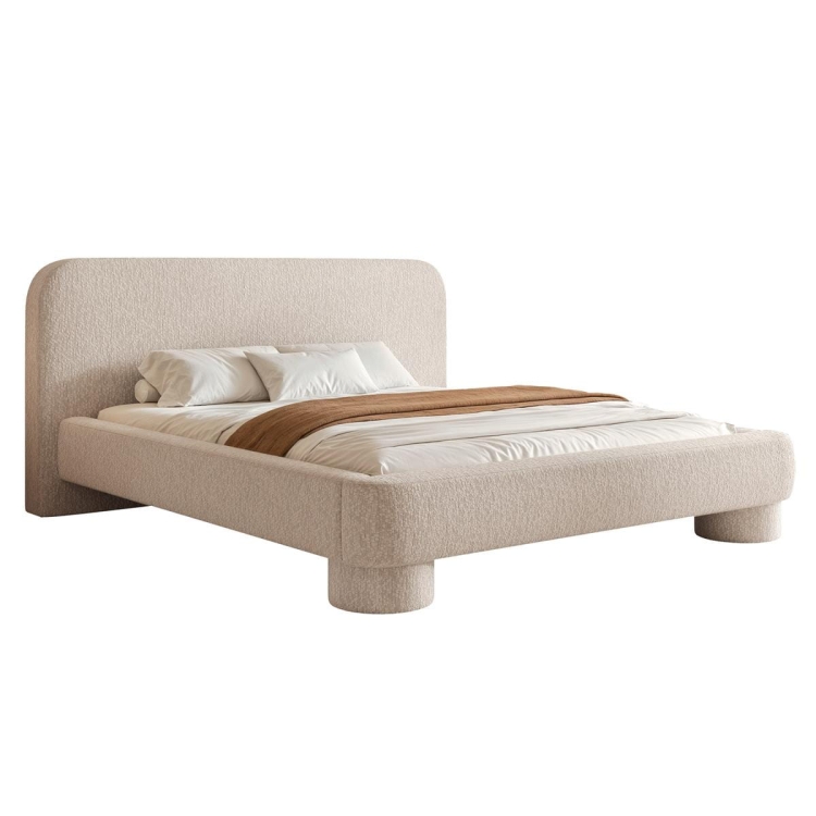 Designerskie tapicerowane łóżko z zaokrąglonymi nóżkami KUMO