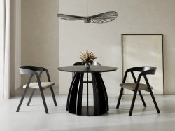 Nowoczesny czarny stół okrągły na designerskiej podstawie NINO