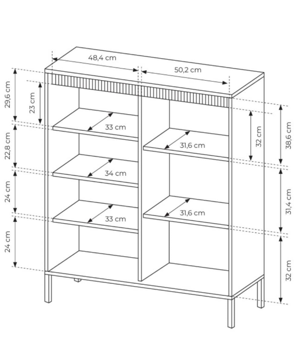 Stylowa ryflowana komoda do salonu GAVINS CZARNA