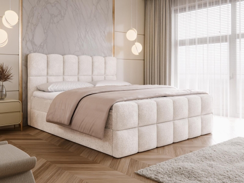 Białe łóżko kontynentalne bubble baranek ARUBA