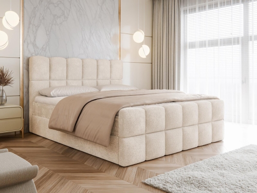 Wygodne łóżko kontynentalne ARUBA KREM baranek