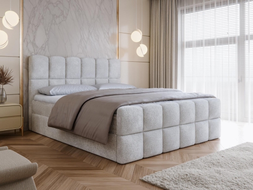 Eleganckie łóżko kontynentalne z pojemnikiem ARUBA SZARE