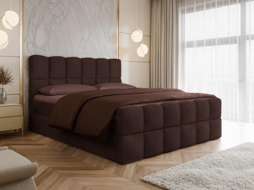 Brązowe łóżko kontynentalne stylowe do sypialni ARUBA