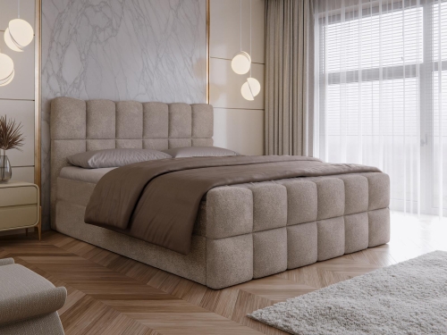 Modne łóżko kontynentalne chmurka ARUBA JASNY BRĄZ