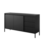 Ryflowana komoda z szufladami do salonu GAVINS CZARNA