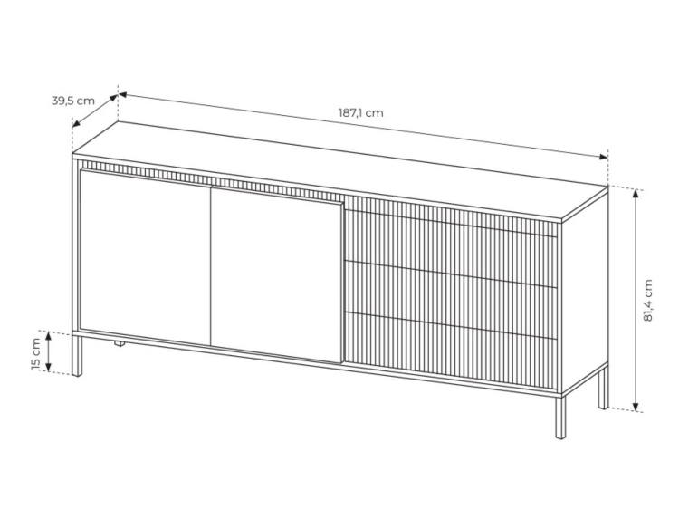 Praktyczna komoda z trzema szufladami GAVINS CZARNY