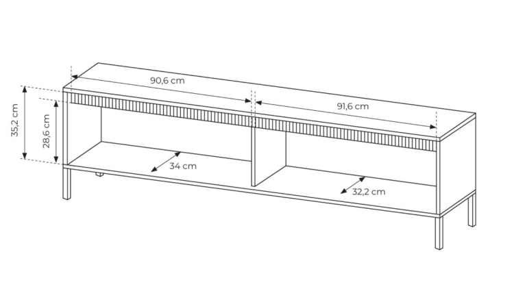 Szafka RTV z lamelami nowoczesna GAVINS 187 CZARNA