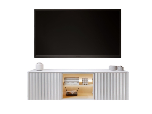 Wisząca szafka RTV MILA z przeszkleniem BIAŁA