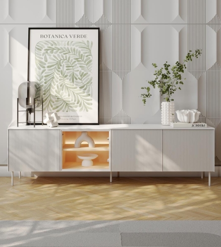 Elegancka Szafka RTV MILA do salonu BIAŁY JEDWAB