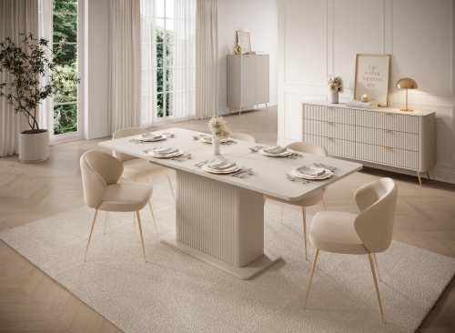 Beżowy nowoczesny rozkładany stół jadalniany BELLO