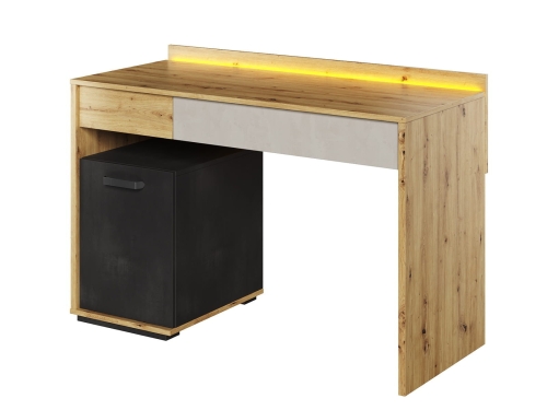 Biurko z oświetleniem LED w odcieniu dąb artisan POPI