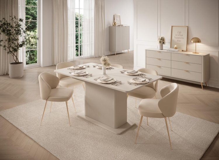 Beżowy nowoczesny rozkładany stół jadalniany BELLO