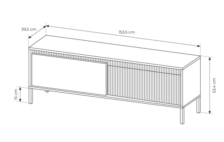 Elegancki stolik pod telewizor lamele GAVINS CZARNY