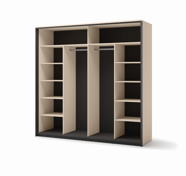 Duża beżowa szafa z lustrem 250 cm do sypialni ELLA