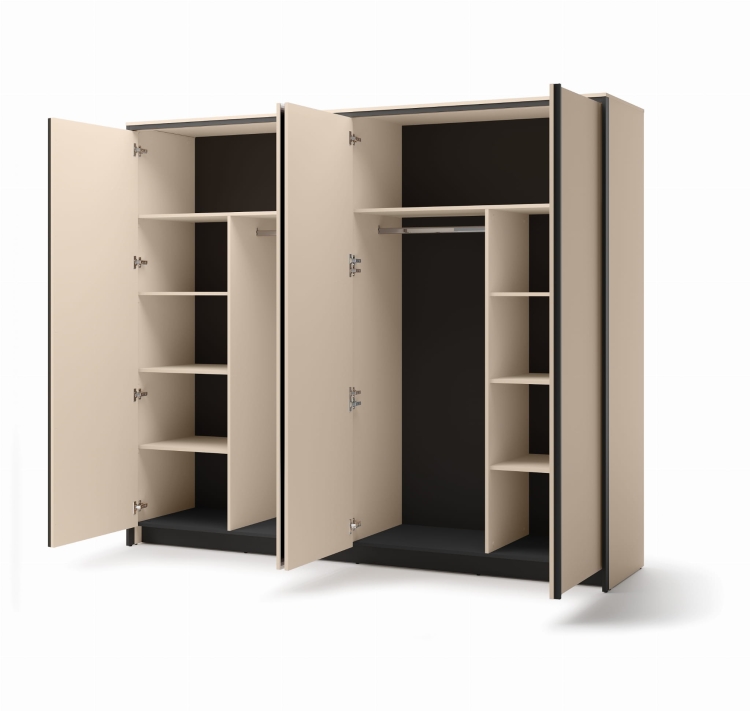 Duża beżowa szafa z lustrem 250 cm do sypialni ELLA