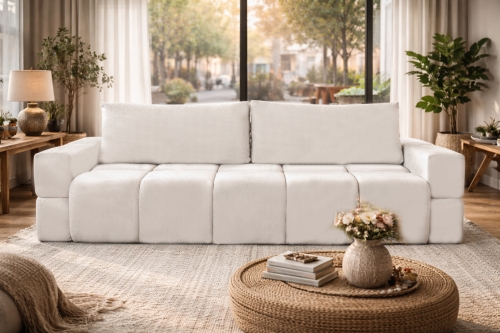 Nowoczesna biała sofa do salonu boucle BIANCA