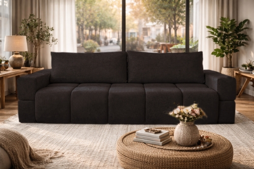 Wygodna czarna sofa w stylu loftowym BIANCA