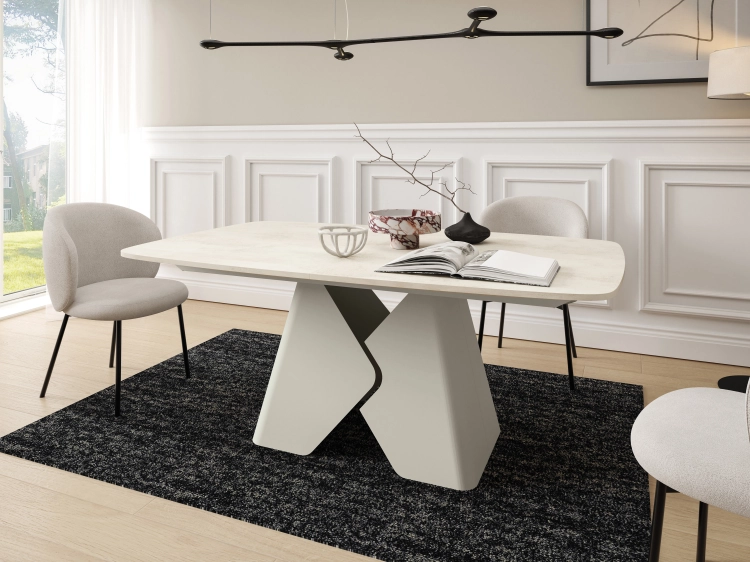 Duży rozkładany stół do jadalni white chromix + brąz MARLO